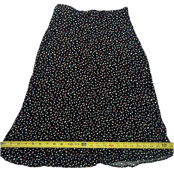 Reformation Polka Dot Midi Skirt Black Multicolor A-Line Size 2 Small - Picture 6 of 6